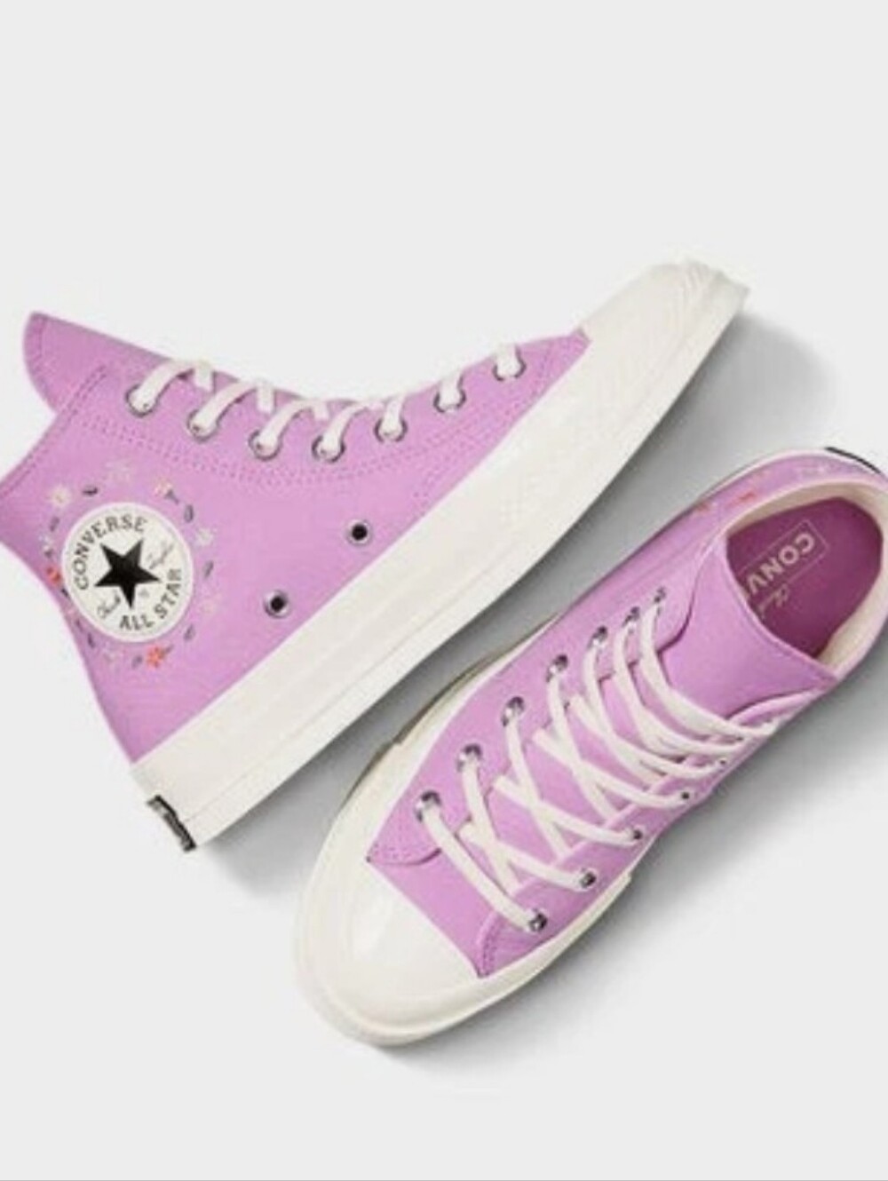 Converse Allstar Chuck Taylor 70 Hi Top Sneakers Grape Fizz Little Flowers NWT - Picture 4 of 16